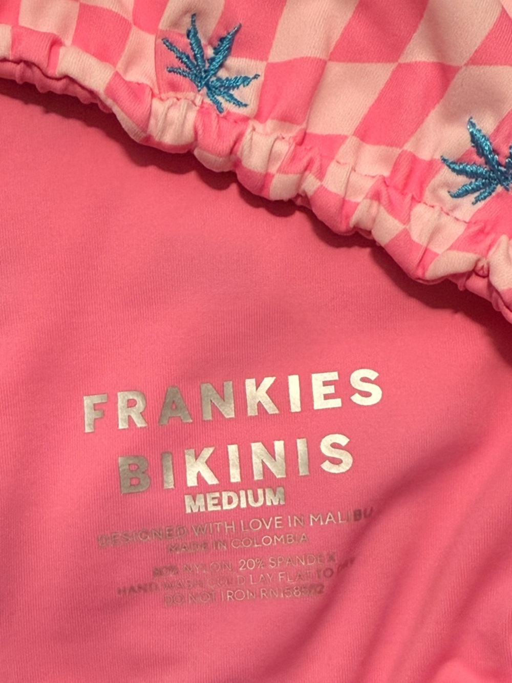 Frankies Bikinis Pink Checkered Bikini Set